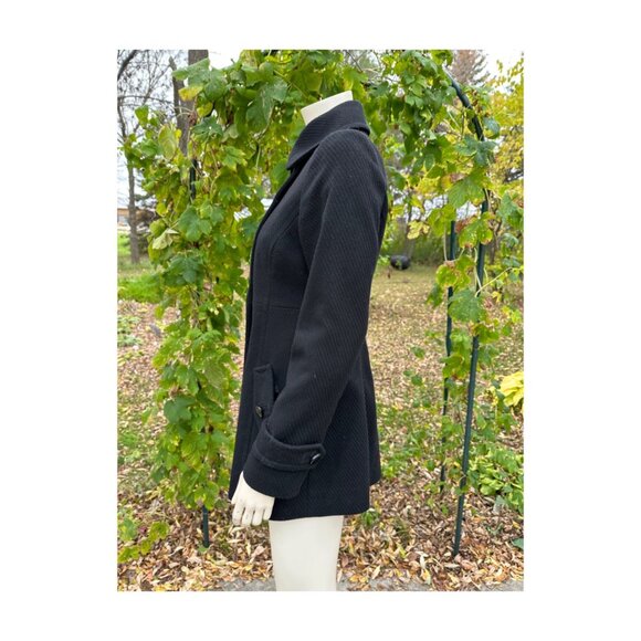 Vtg Esprit Belt Back Pea Coat Military Style Collared Sz 6 - Picture 4 of 16